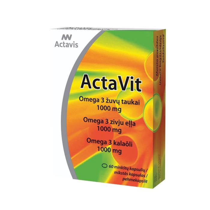ACTAVIT Omega-3 zivju eļļa 1000mg kapsulas N60  