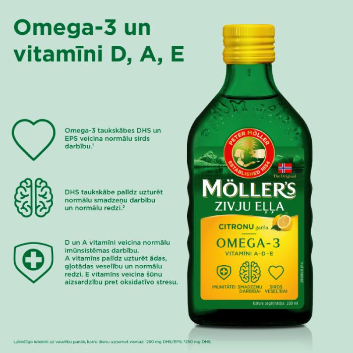 MOLLERS zivju eļļa (Citronu garša) 250 ml