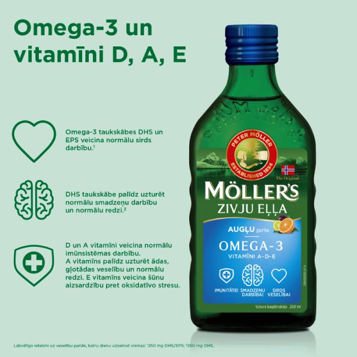 MOLLERS zivju eļļa (Augļu garša) 250 ml