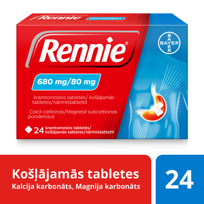 Rennie 680 mg/80 mg košļājamās tabletes N24