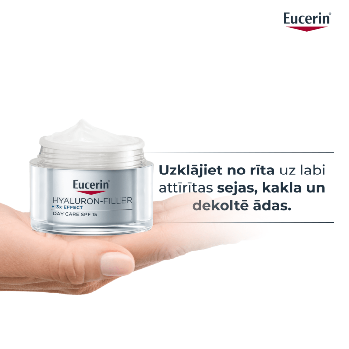EUCERIN Hyaluron-Filler +3x Effect pretnovecošanās dienas sejas krēms ar SPF 15 sausai ādai 50 ml