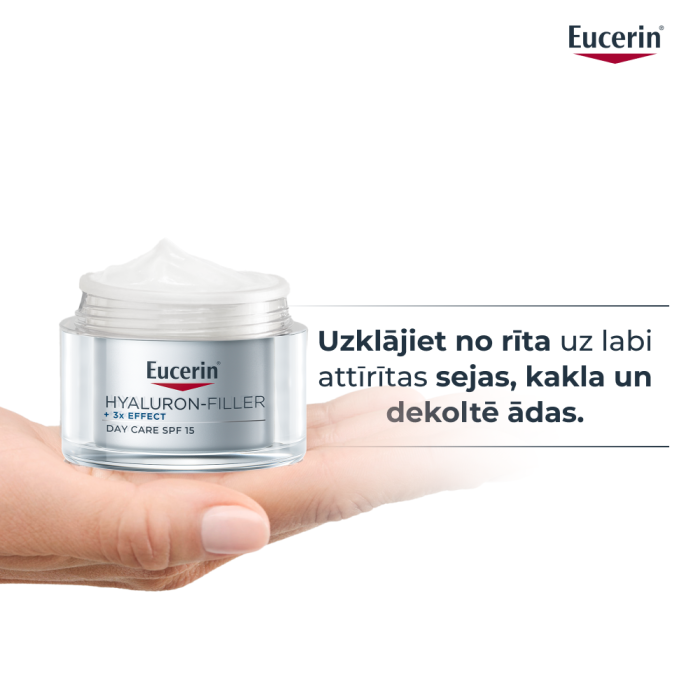 EUCERIN Hyaluron-Filler +3x Effect pretnovecošanās dienas sejas krēms ar SPF 15 sausai ādai 50 ml