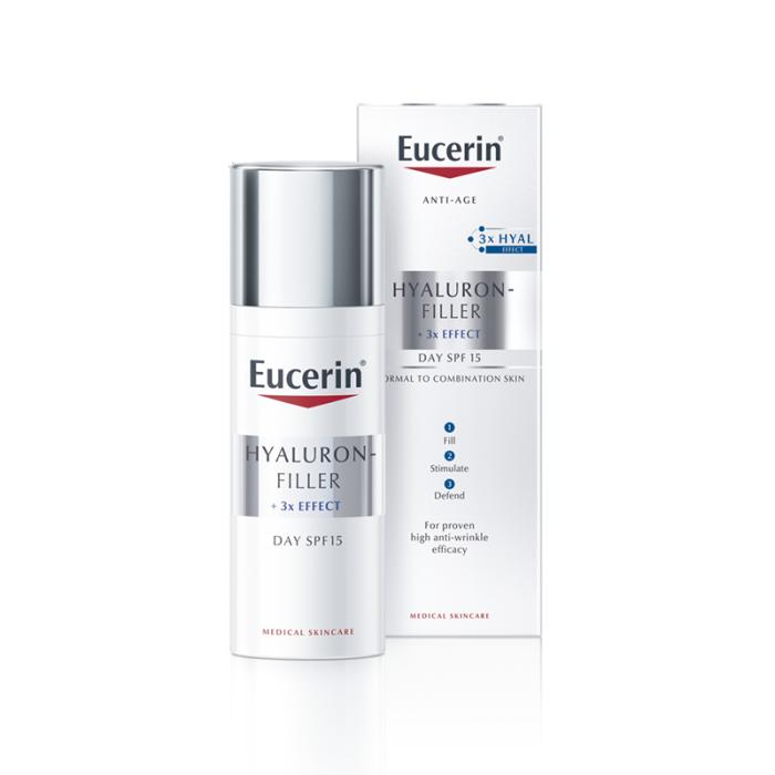 EUCERIN Hyaluron-Filler +3x Effect dienas krēms ar SPF 15 normālai un kombinētai ādai 50 ml