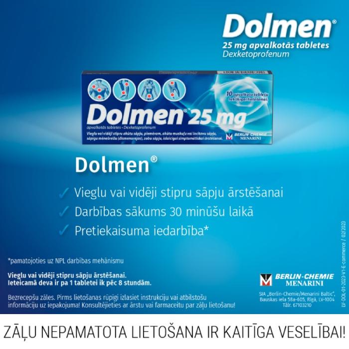 DOLMEN 25 mg apvalkotās tabletes N10