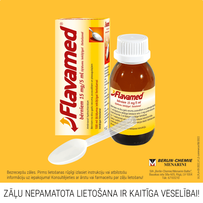 FLAVAMED sīrups bērniem 15mg/5 ml 100 ml 