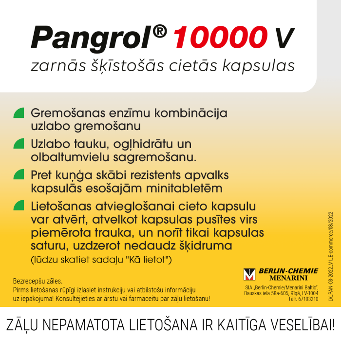 PANGROL 10000 V zarnās šķīstošās cietās kapsulas N50  