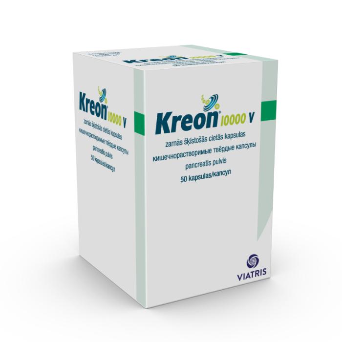 KREON 10 000 V zarnās šķīstošās cietās kapsulas N50