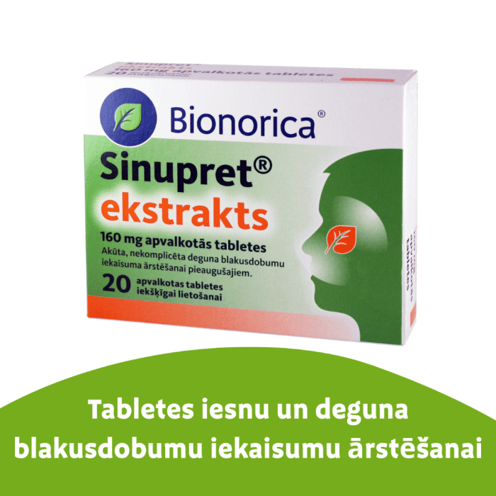 SINUPRET ekstrakts 160 mg apvalkotās tabletes N20