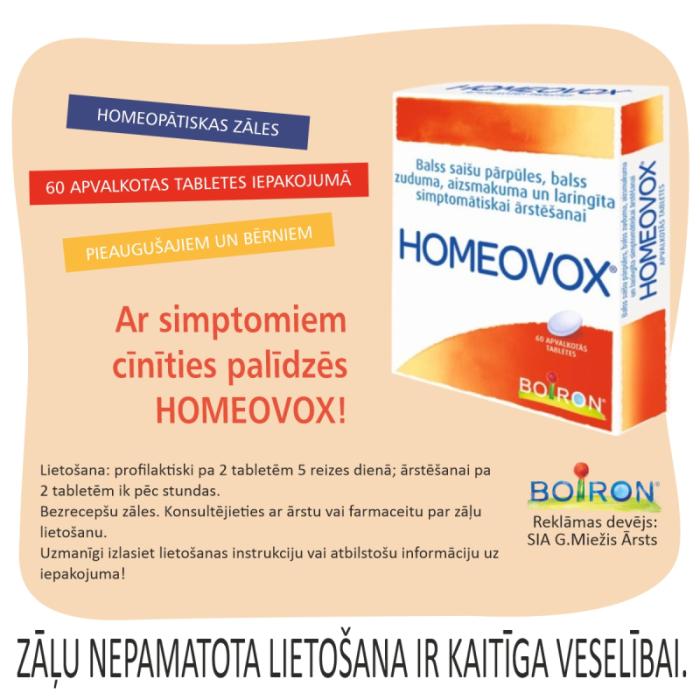 HOMEOVOX apvalkotās tabletes N60