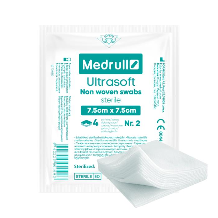 MEDRULL salvetes neaustas 7.5x7.5cm sterilas N2
