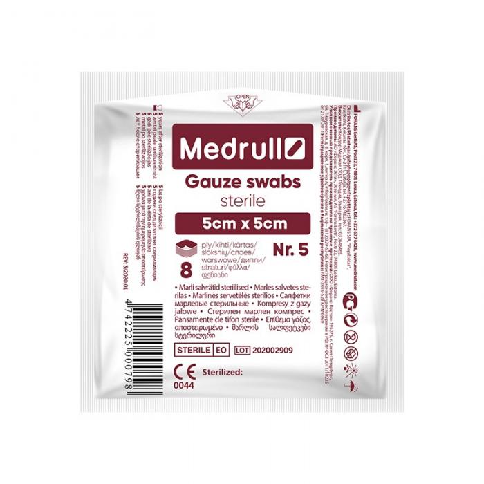 Salvetes MEDRULL marles sterilas 5x5cm N5