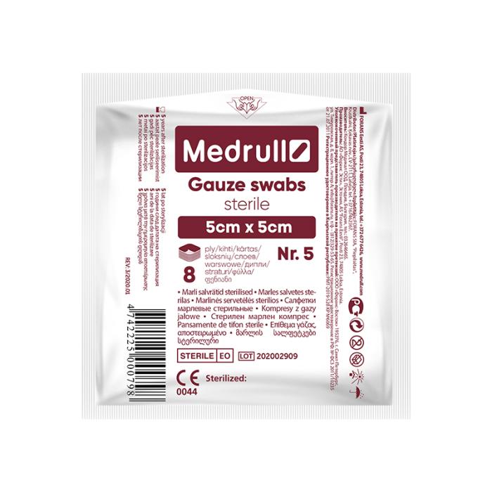 Salvetes MEDRULL marles sterilas 5x5cm N5  