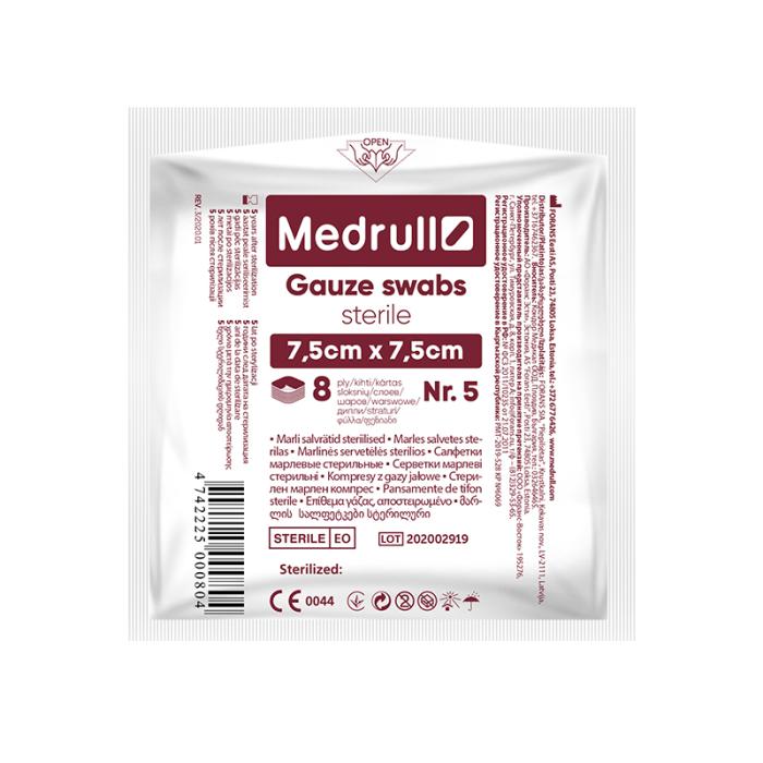 Salvetes MEDRULL marles sterilas 7.5x7.5cm N5 