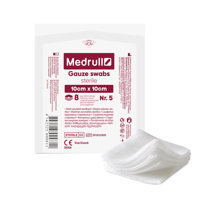 Salvetes MEDRULL marles sterilas 10x10cm N5 