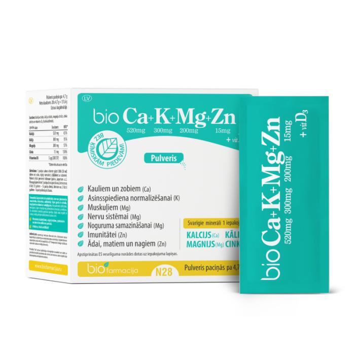 BIOFARMACIJA BIO CA+K+MG+ZN+D3 pulveris N28