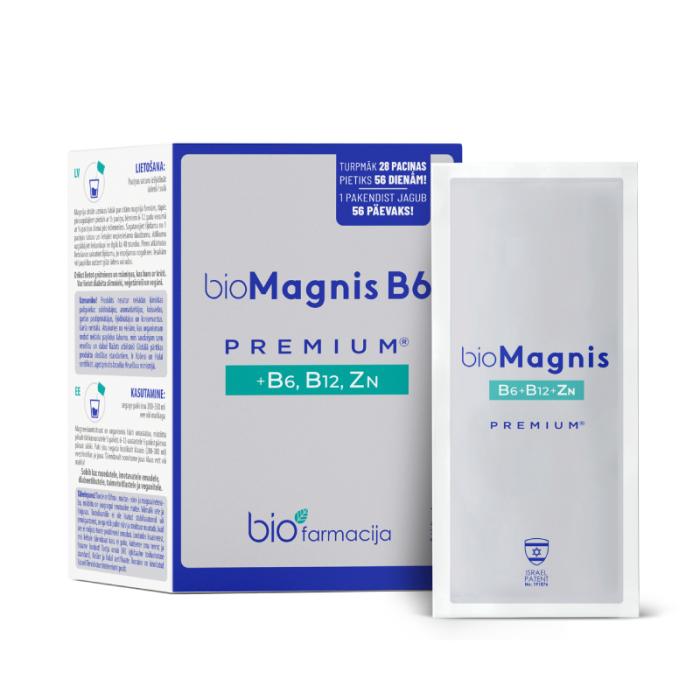 BIOFARMACIJA BIOMAGNIS B6 Premium + B6, B12, Zn pulveris N28