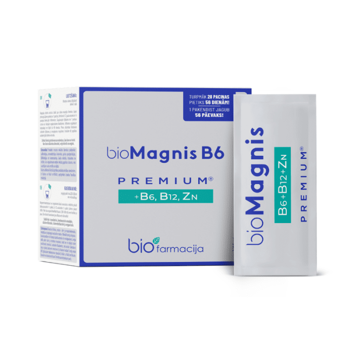 BIOFARMACIJA BIOMAGNIS B6 Premium + B6, B12, Zn pulveris N28