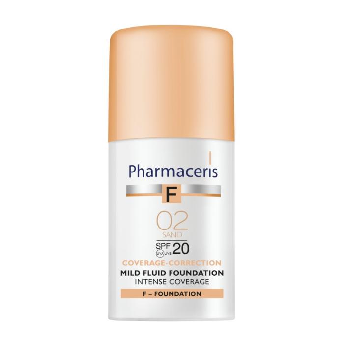 PHARMACERIS F Intense Coverage SPF20 tonālais krēms ar ilgu noturību 02 Sand 30ml