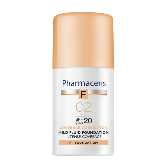 PHARMACERIS F Intense Coverage SPF20 tonālais krēms ar ilgu noturību 02 Sand 30ml