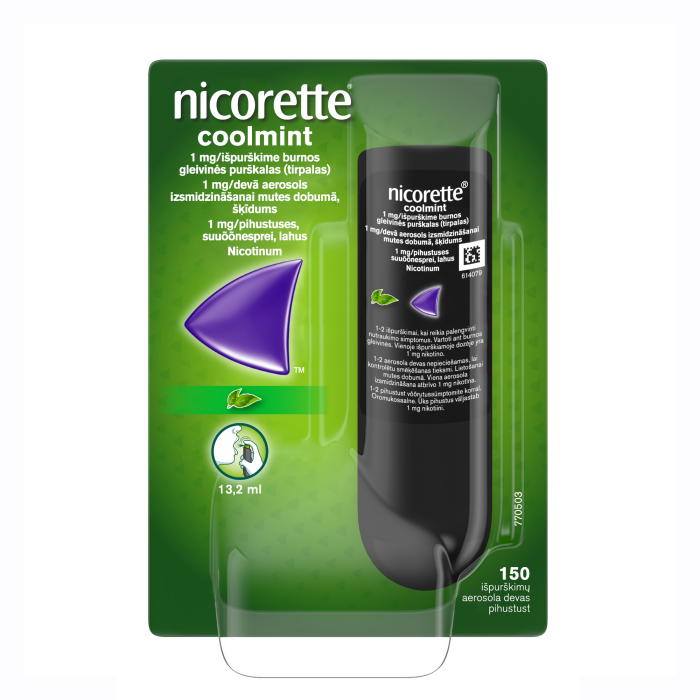 Nicorette Coolmint 1 mg/devā aerosols izsmidzināšanai mutes dobumā, šķīdums N1