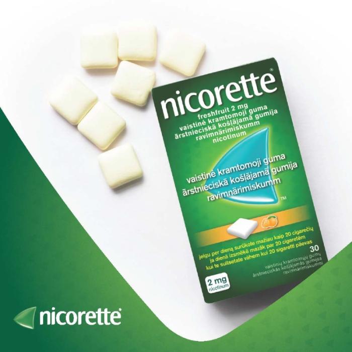 Nicorette Freshfruit 2 mg ārstnieciskā košļājamā gumija N30