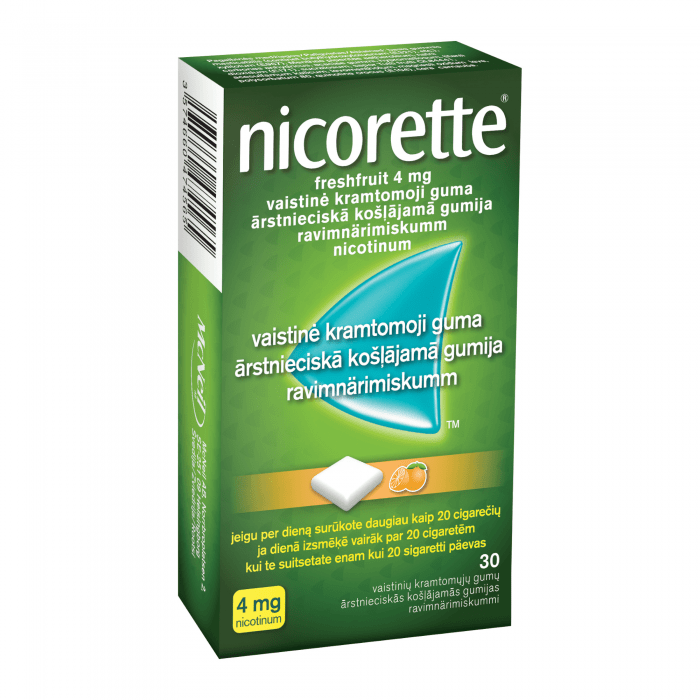 Nicorette Freshfruit 4 mg ārstnieciskā košļājamā gumija N30