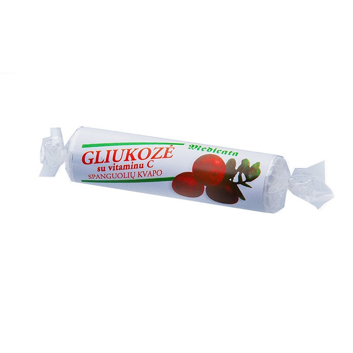 Glikoze ar vitamīnu C ar aromatizētāju - dzērvene 10 tabletes