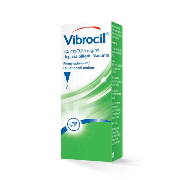 VIBROCIL 2,5mg/0,25mg/ml deguna pilieni, šķīdums, 15 ml