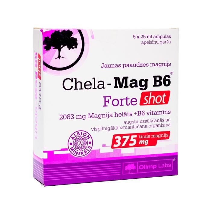 OLIMPLABS Chela-Mag+B6 Forte Shot apelsīnu ampulas N5 