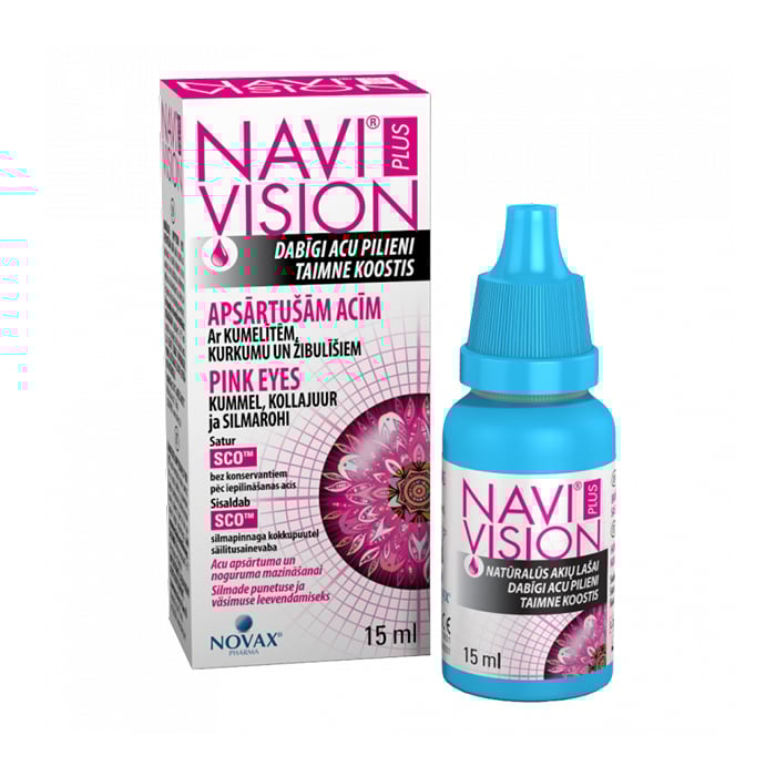 NAVI® VISION PLUS APSĀRTUŠĀM ACĪM acu pilieni 15 ml