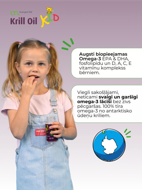 LYL Krill Oil KID, želejas lācīši, N30