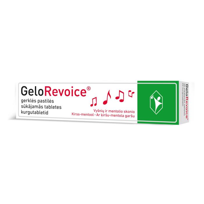 GELOREVOICE ķiršu-mentola sūkājamās tabletes N20