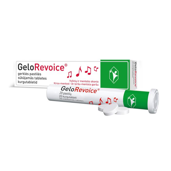 GELOREVOICE ķiršu-mentola sūkājamās tabletes N20