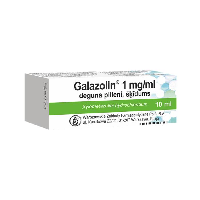 GALAZOLIN 1 mg/ml deguna pilieni, šķīdums 10 ml