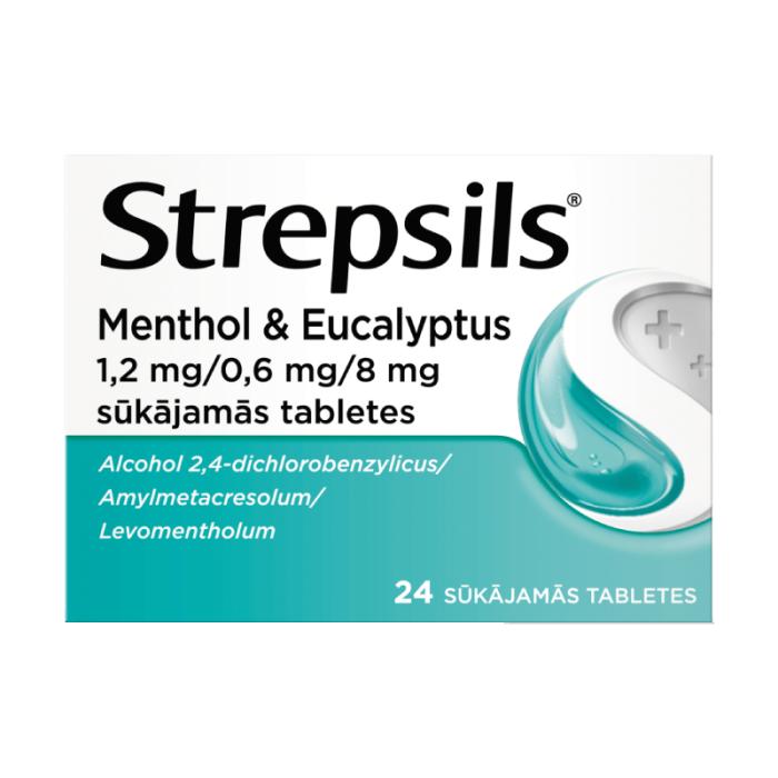 STREPSILS Menthol&Eucalyptus 1,2 mg/0,6 mg/8 mg sūkājamās tabletes N24