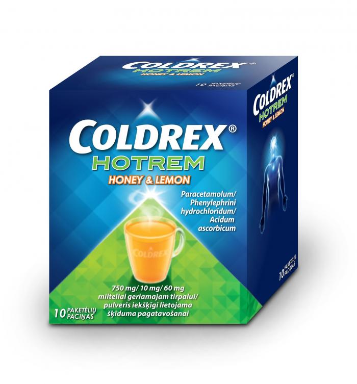 COLDREX HotRem Honey & Lemon 750 mg/10 mg/60 mg pulveris N10