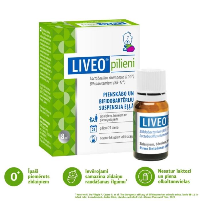 LIVEO pilieni pienskābo un bifidobaktēriju suspensija eļļā 8 ml