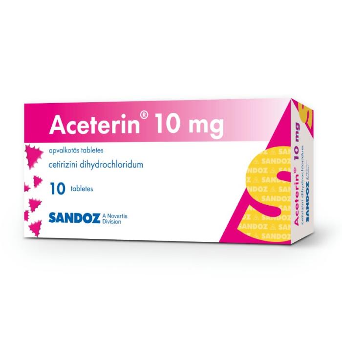 ACETERIN 10mg apvalkotās tabletes N10