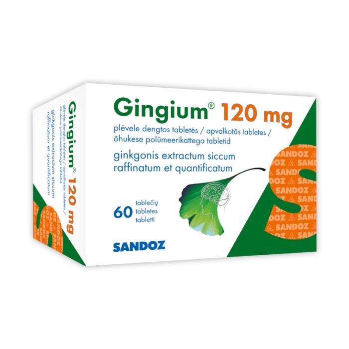 GINGIUM 120mg apvalkotās tabletes N60