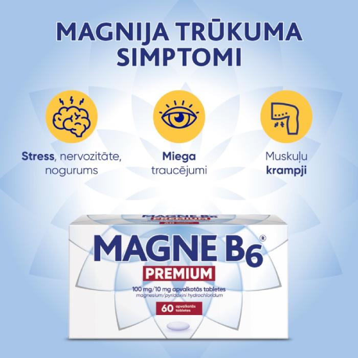 MAGNE B6 Premium (Magnijs) 100mg/10 mg apvalkotās tabletes N60