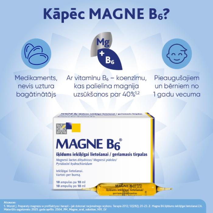 MAGNE B6 (Magnijs) šķīdums iekšķīgai lietošanai N10