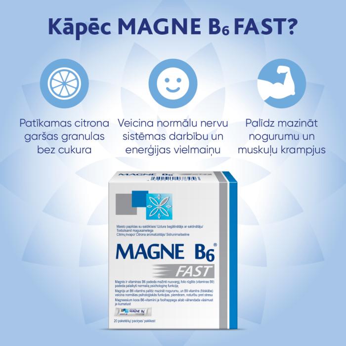 MAGNE B6 Fast (Magnijs) mutē šķīstošas granulas N20