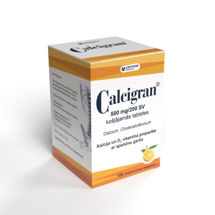 Calcigran 500 mg/200 SV košļājamās tabletes N100