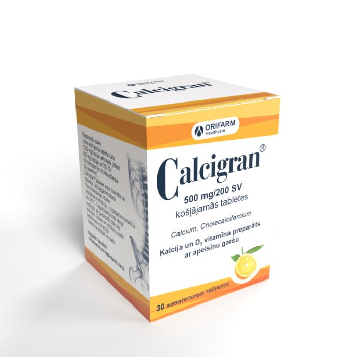 Calcigran 500 mg/200 SV košļājamās tabletes N30