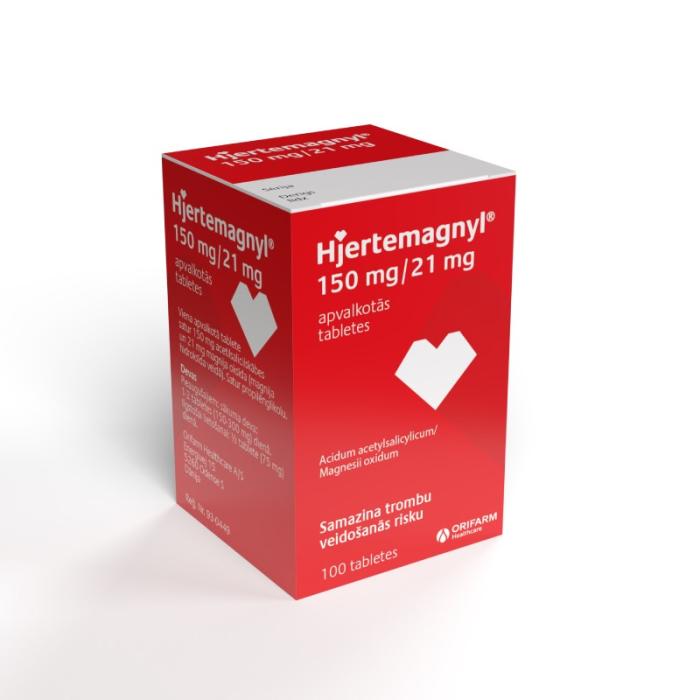 Hjertemagnyl 150 mg/21 mg apvalkotās tabletes, N100