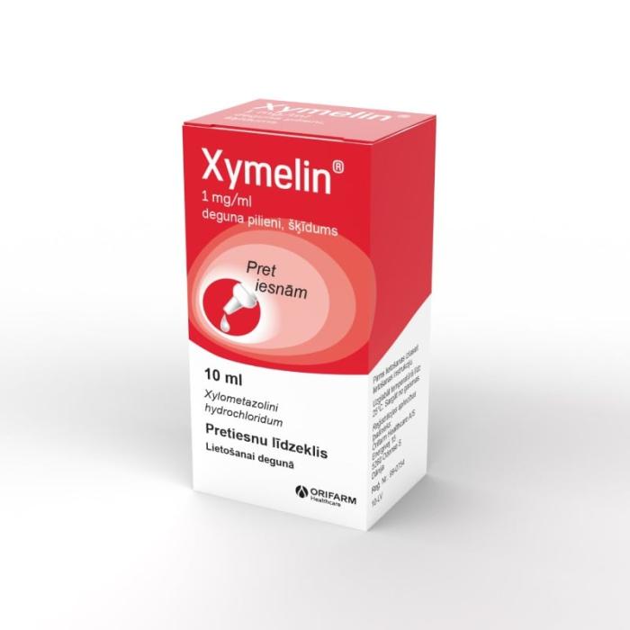 Xymelin 1 mg/ml deguna pilieni, šķīdums, 10ml