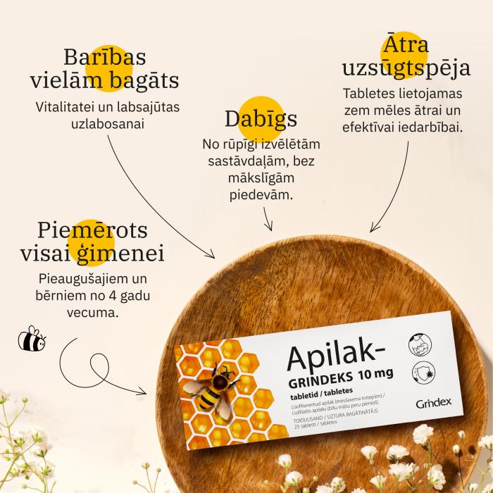 APILAK-GRINDEKS 10 mg tabletes N25