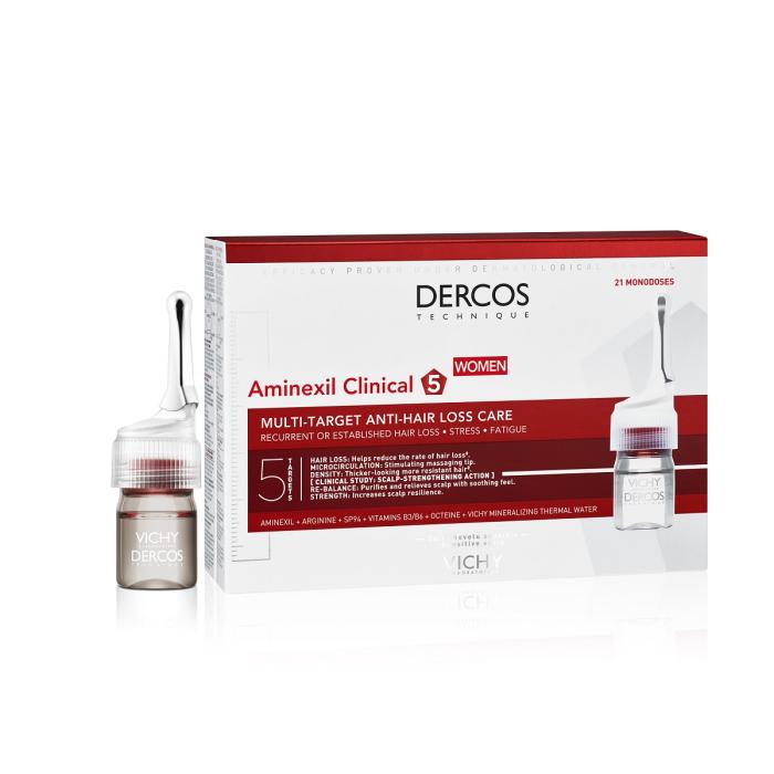 VICHY DERCOS AMINEXIL ampulas pret matu izkrišanu sievietēm, 6ml x N21