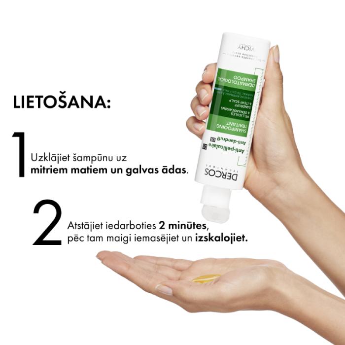 VICHY DERCOS pretblaugznu šampūns taukainai galvas ādai, 200 ml