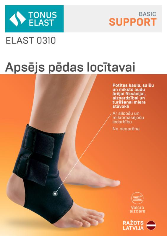 TONUS ELAST 0310 medicīniskais elastīgais apsējs no neoprēna (ortoze) pēdas locītavas fiksācijai, NR.2 (M)